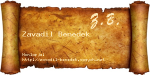 Zavadil Benedek névjegykártya